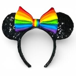 Rainbow Pride Sequin Mouse Ears Headband Festival Park Costume Accessory